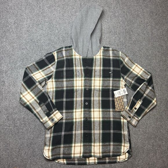 VANS Flannel Hoodie Lopes Boys XL Plaid Button Up Long Sleeve Outdoor Skater IY6 - Picture 2 of 8